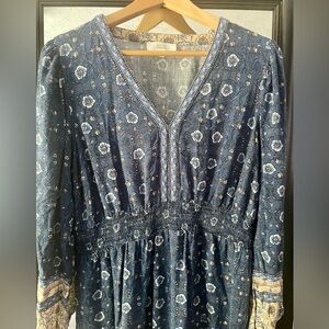 Lucky Brand, blue floral dress, size XL